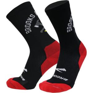 imageBrooks Ghost Crew Socks I Performance Running Cushioned Socks with Arch Support for Men ampamp WomenBlackNightlifeRed