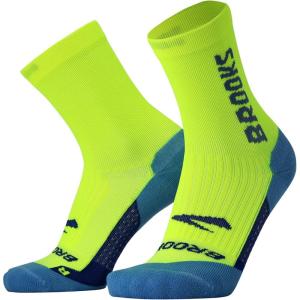 imageBrooks Ghost Crew Socks I Performance Running Cushioned Socks with Arch Support for Men ampamp WomenNeon YellowBr Crew
