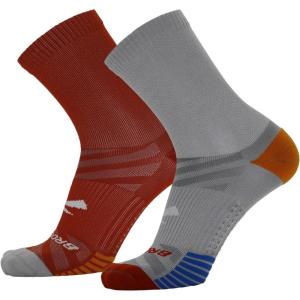 imageBrooks Ghost Lite Crew Socks I Performance Running Comfort Fit with Arch Support for Men ampamp Women 2Pack SetLt GreyRed  RedLt Grey