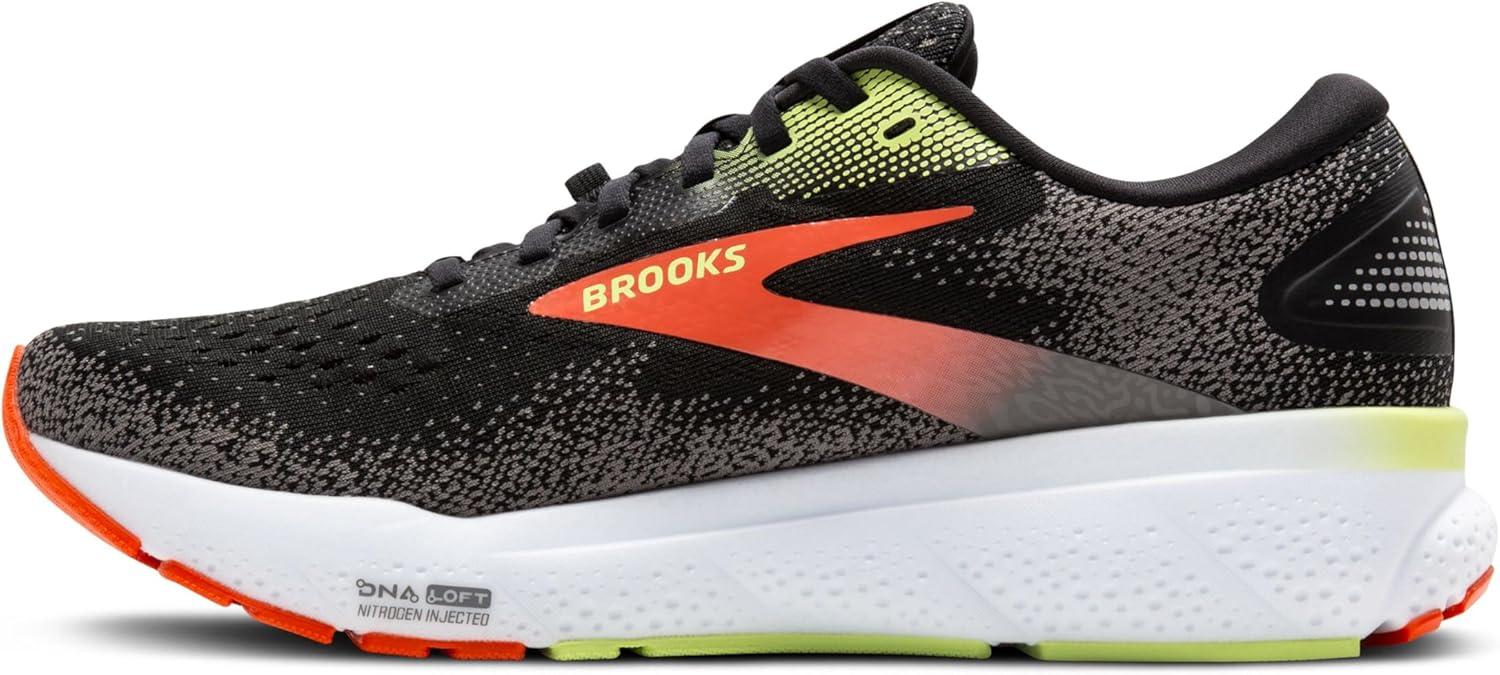 imageBrooks Mens Ghost 16 GTX Waterproof Neutral Running ShoeBlackMandarin RedGreen