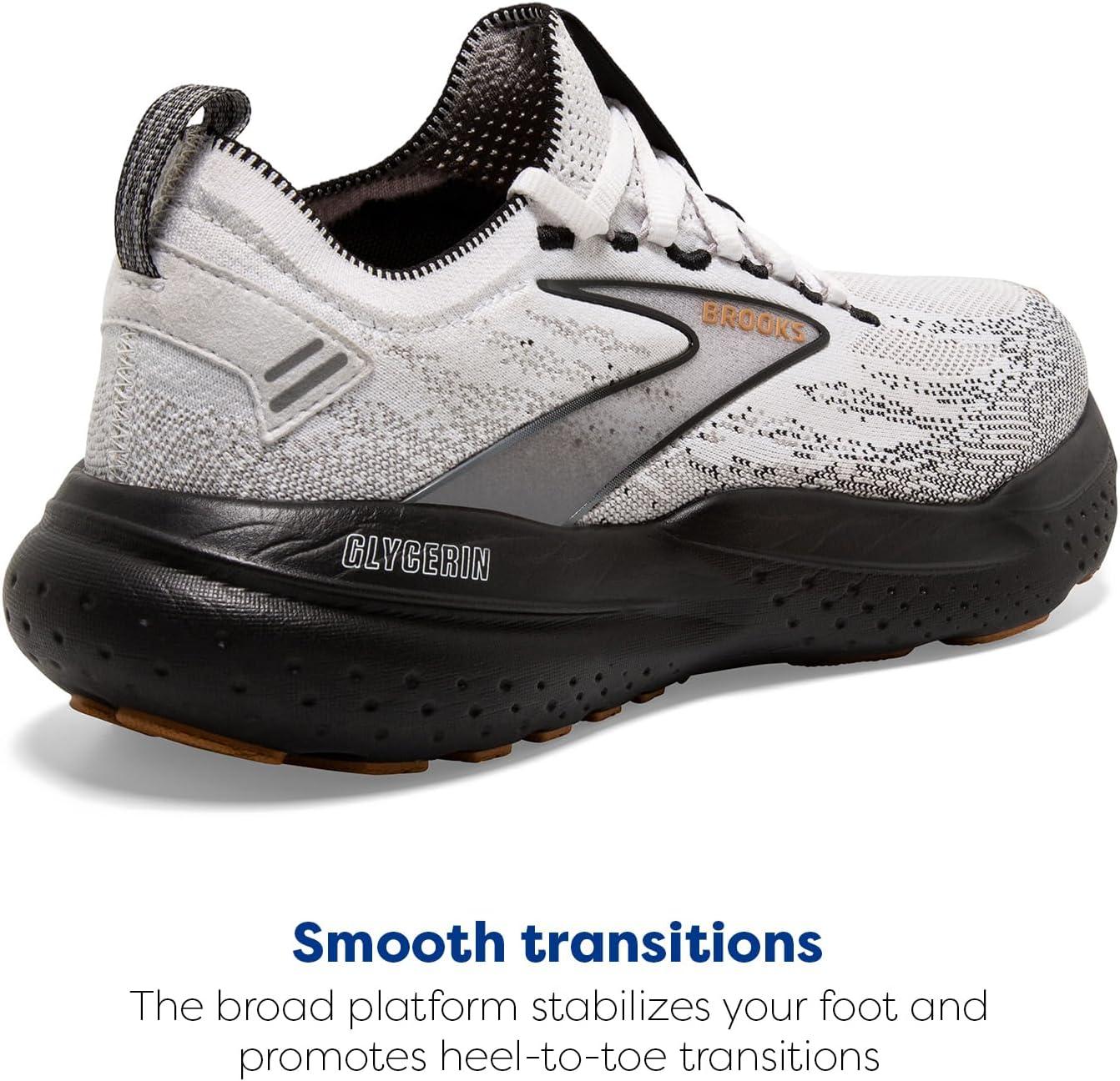 imageBrooks Mens Glycerin Stealthfit 21 Neutral Running ShoeWhiteGreyBlack