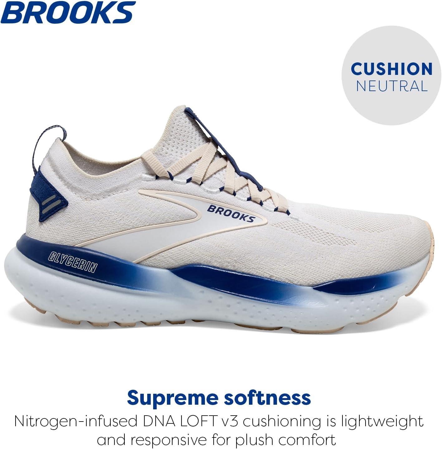 imageBrooks Mens Glycerin Stealthfit 21 Neutral Running ShoeWhiteMarshmallowBlue