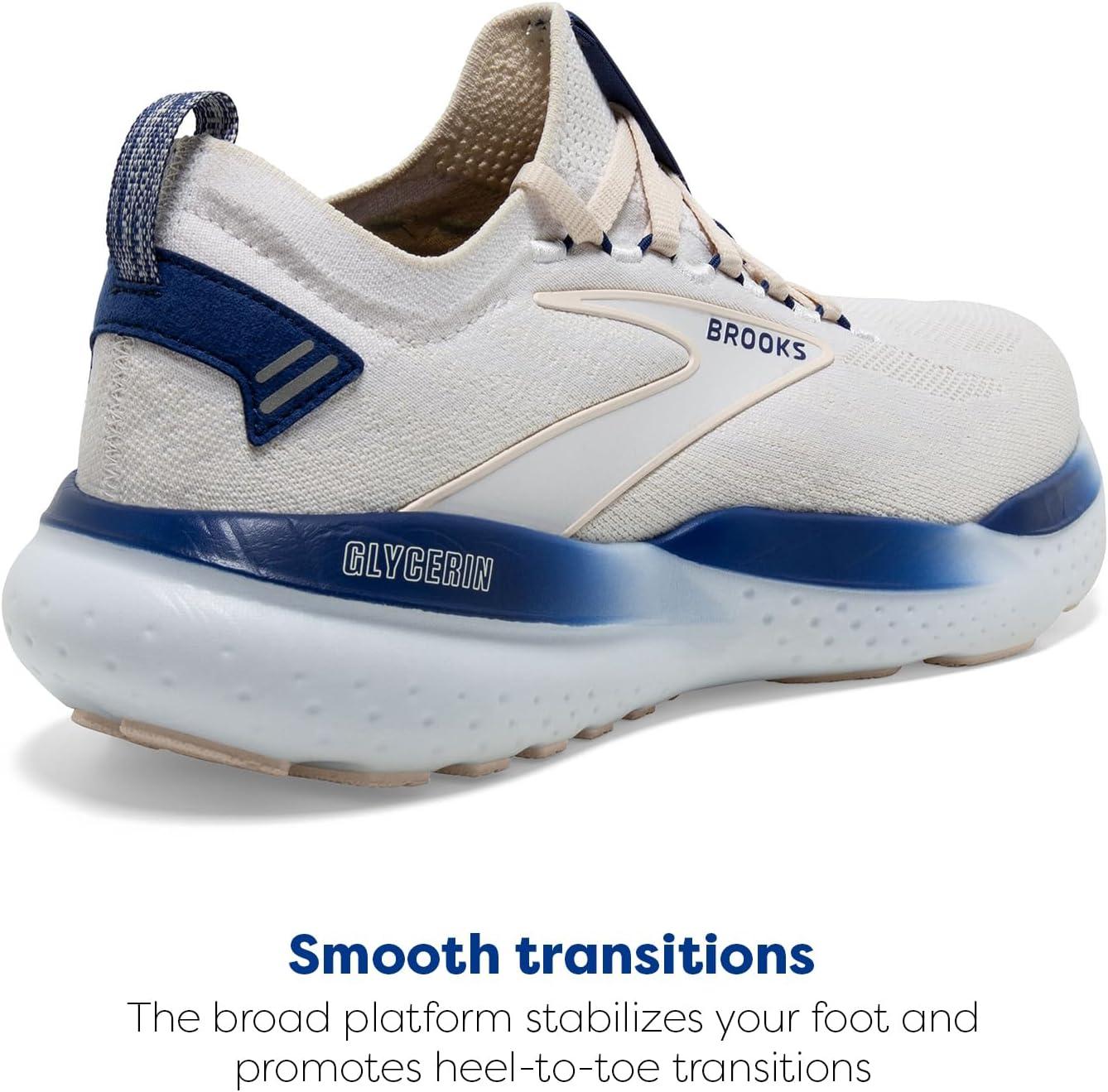 imageBrooks Mens Glycerin Stealthfit 21 Neutral Running ShoeWhiteMarshmallowBlue