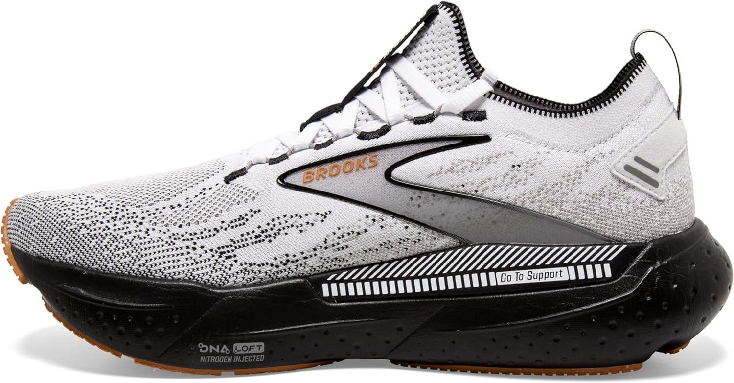 imageBrooks Mens Glycerin Stealthfit GTS 21 Supportive Running ShoeWhiteGreyBlack