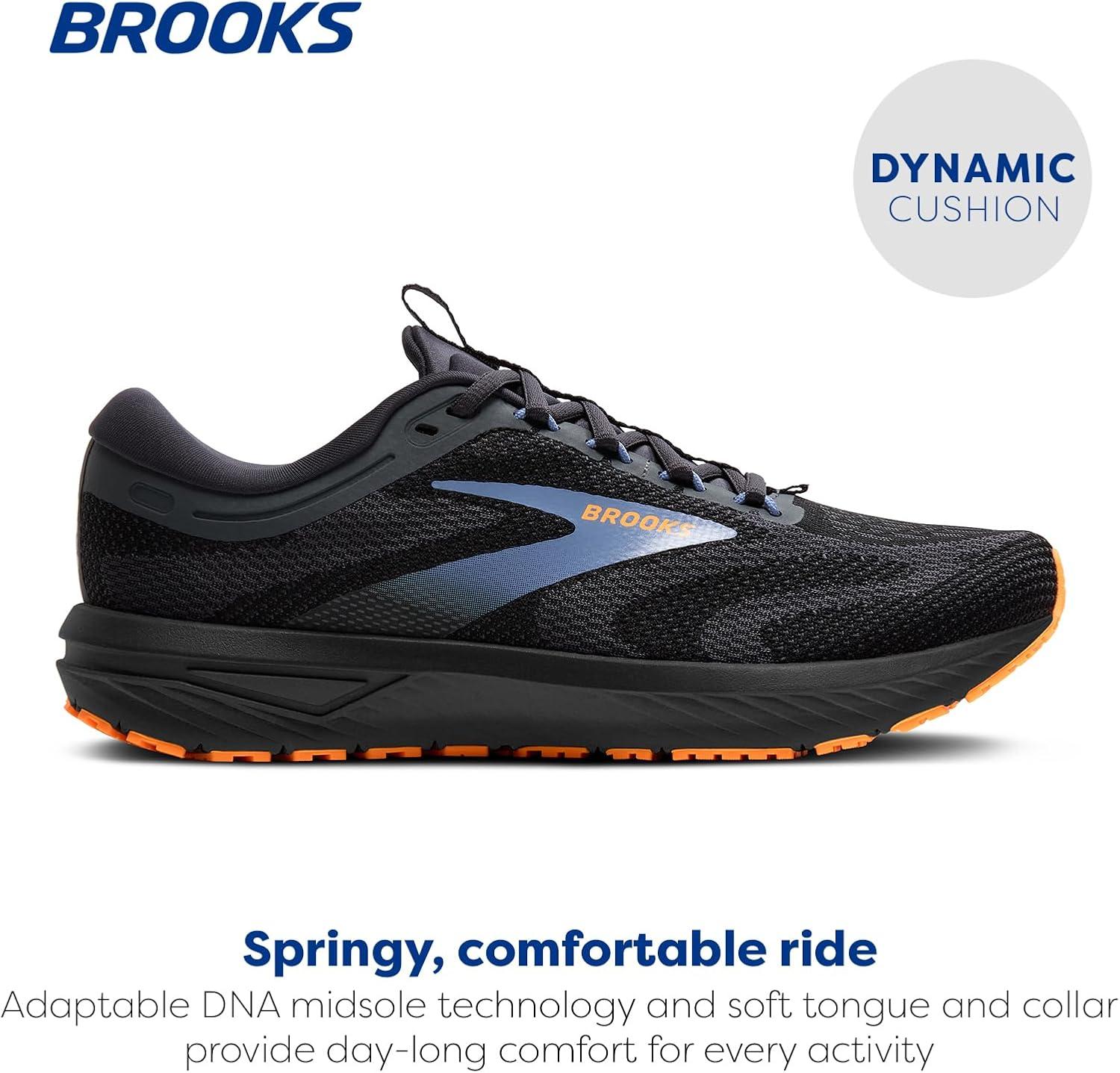 imageBrooks Mens Revel 7 Neutral Running ShoeBlackCountry BlueOrange
