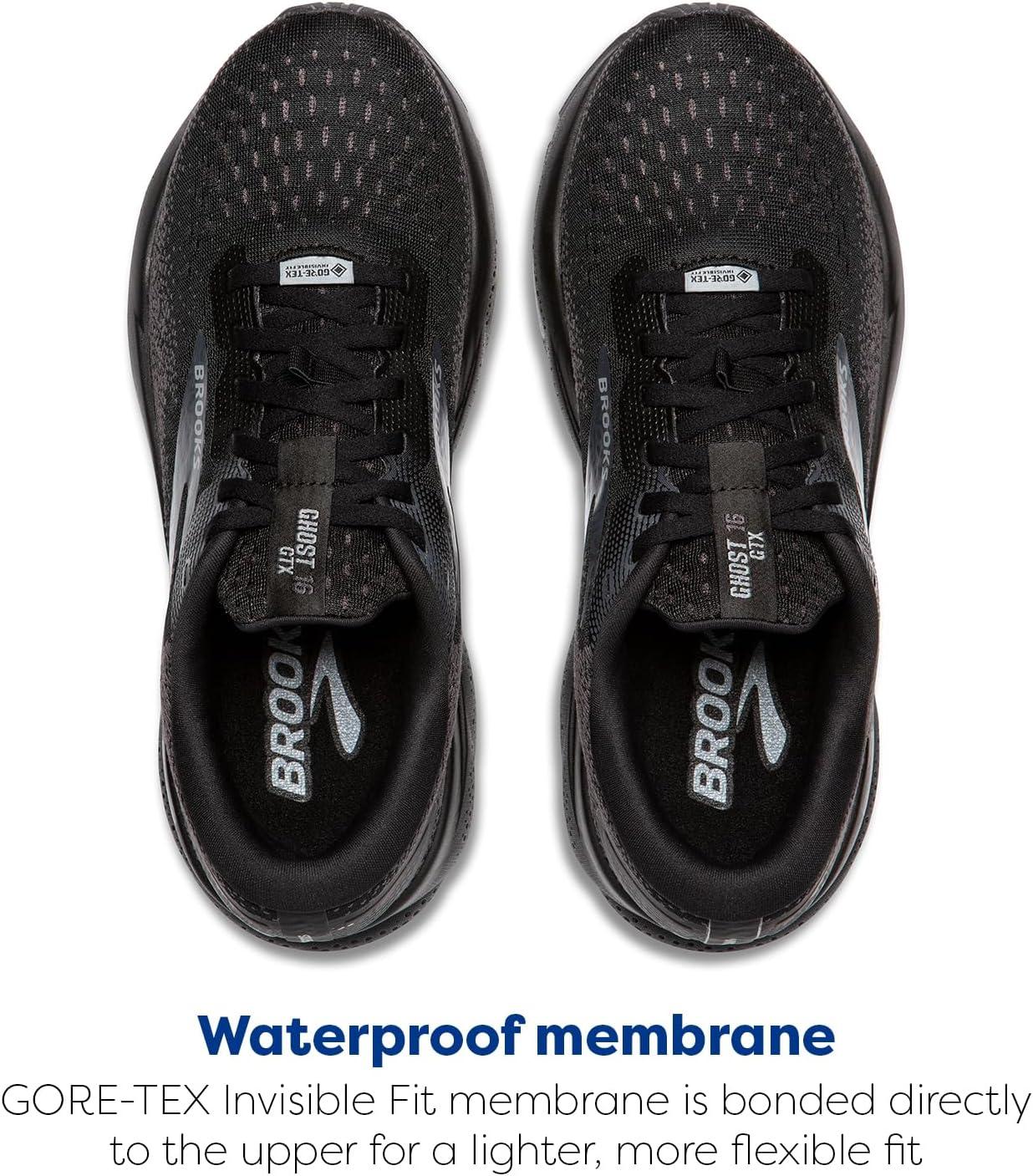 imageBrooks Womens Ghost 16 GTX Waterproof Neutral Running ShoeBlackBlackEbony