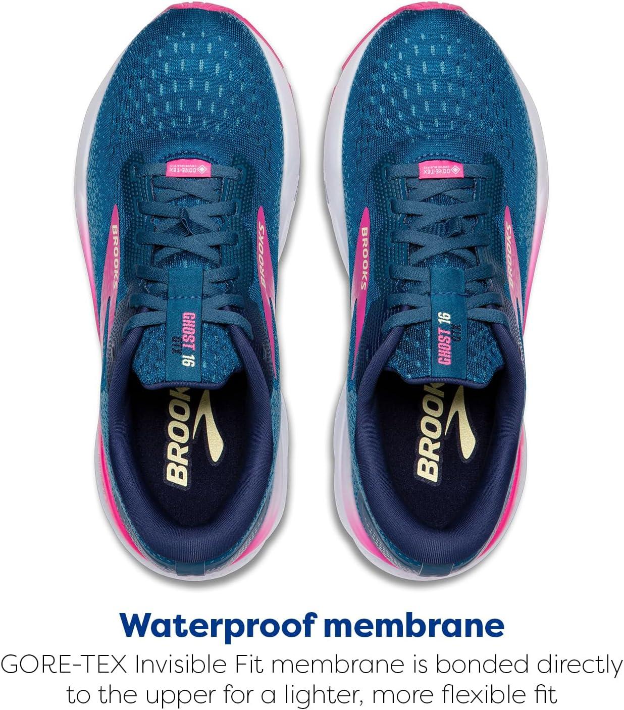 imageBrooks Womens Ghost 16 GTX Waterproof Neutral Running ShoeMoroccan BluePinkYellow