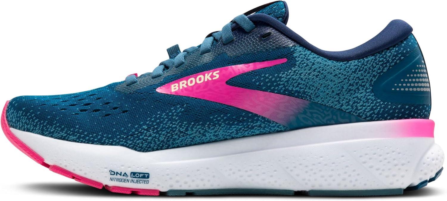 imageBrooks Womens Ghost 16 GTX Waterproof Neutral Running ShoeMoroccan BluePinkYellow