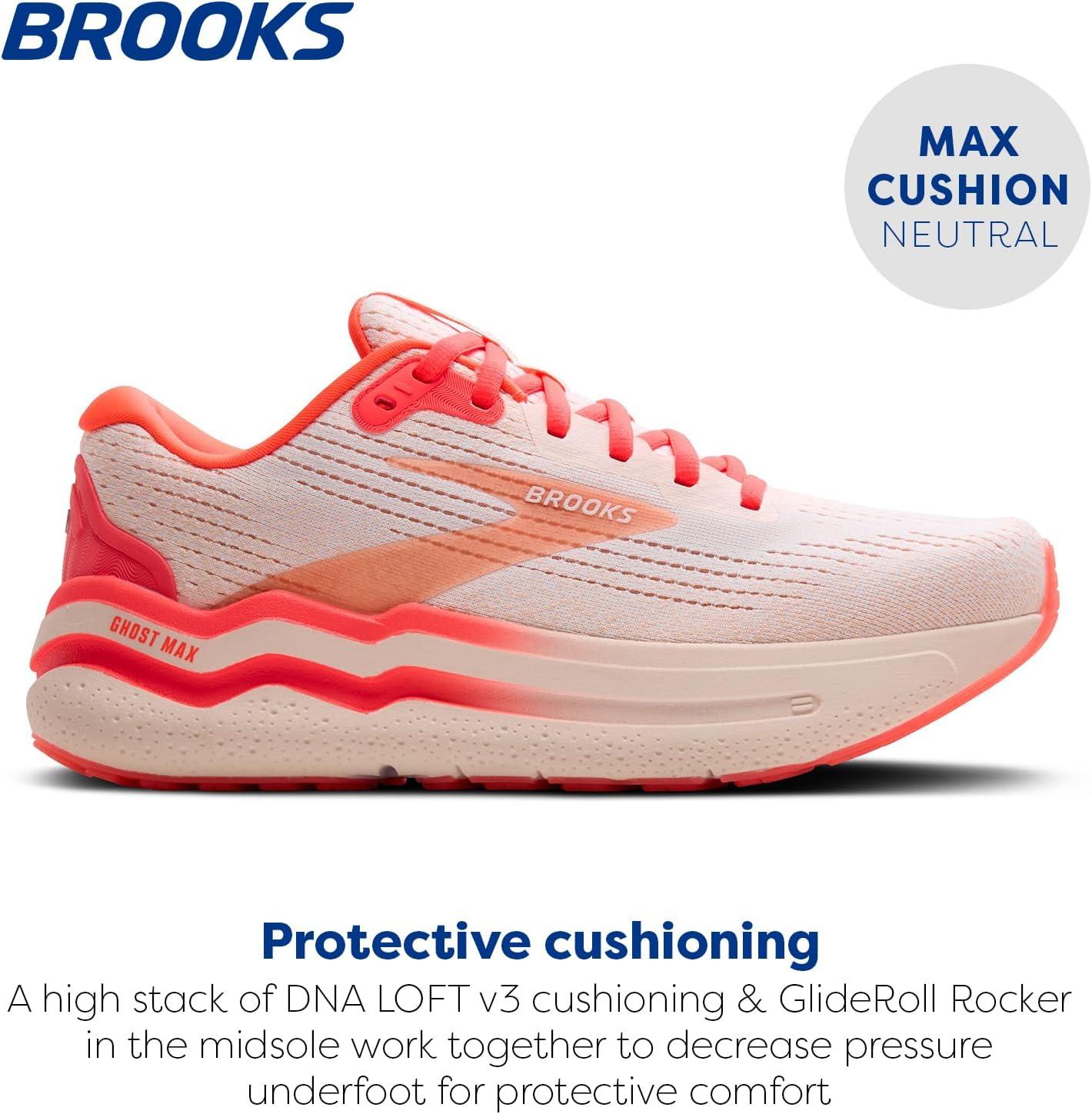 imageBrooks Womens Ghost Max 2 Neutral Running ampamp Walking ShoeWhitePeachCoral