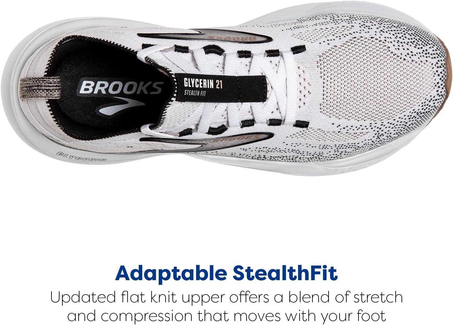imageBrooks Womens Glycerin Stealthfit 21 Neutral Running ShoeWhiteGreyBlack