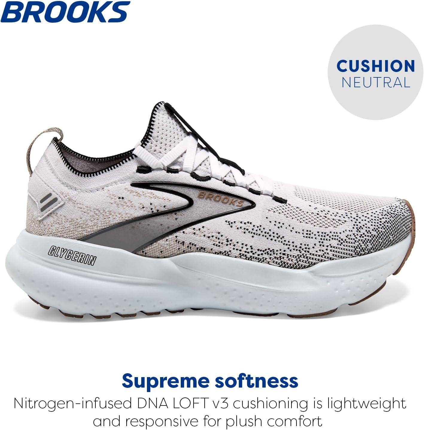 imageBrooks Womens Glycerin Stealthfit 21 Neutral Running ShoeWhiteGreyBlack
