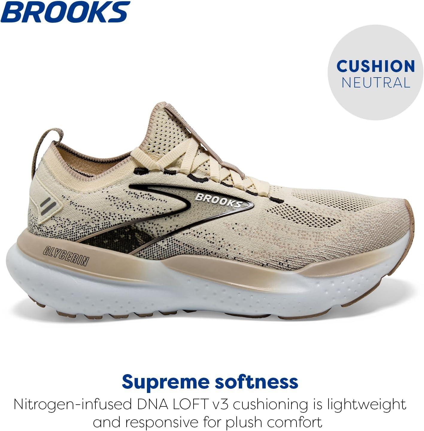 imageBrooks Womens Glycerin Stealthfit GTS 21 Supportive Running ShoeCoconutChateau GreyBlack