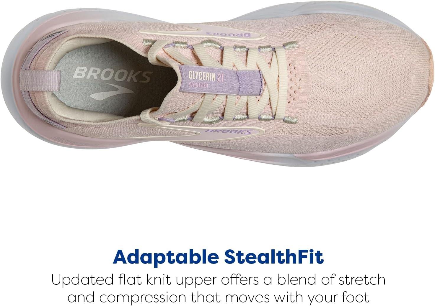 imageBrooks Womens Glycerin Stealthfit GTS 21 Supportive Running ShoePinkMarshmallowOrchid