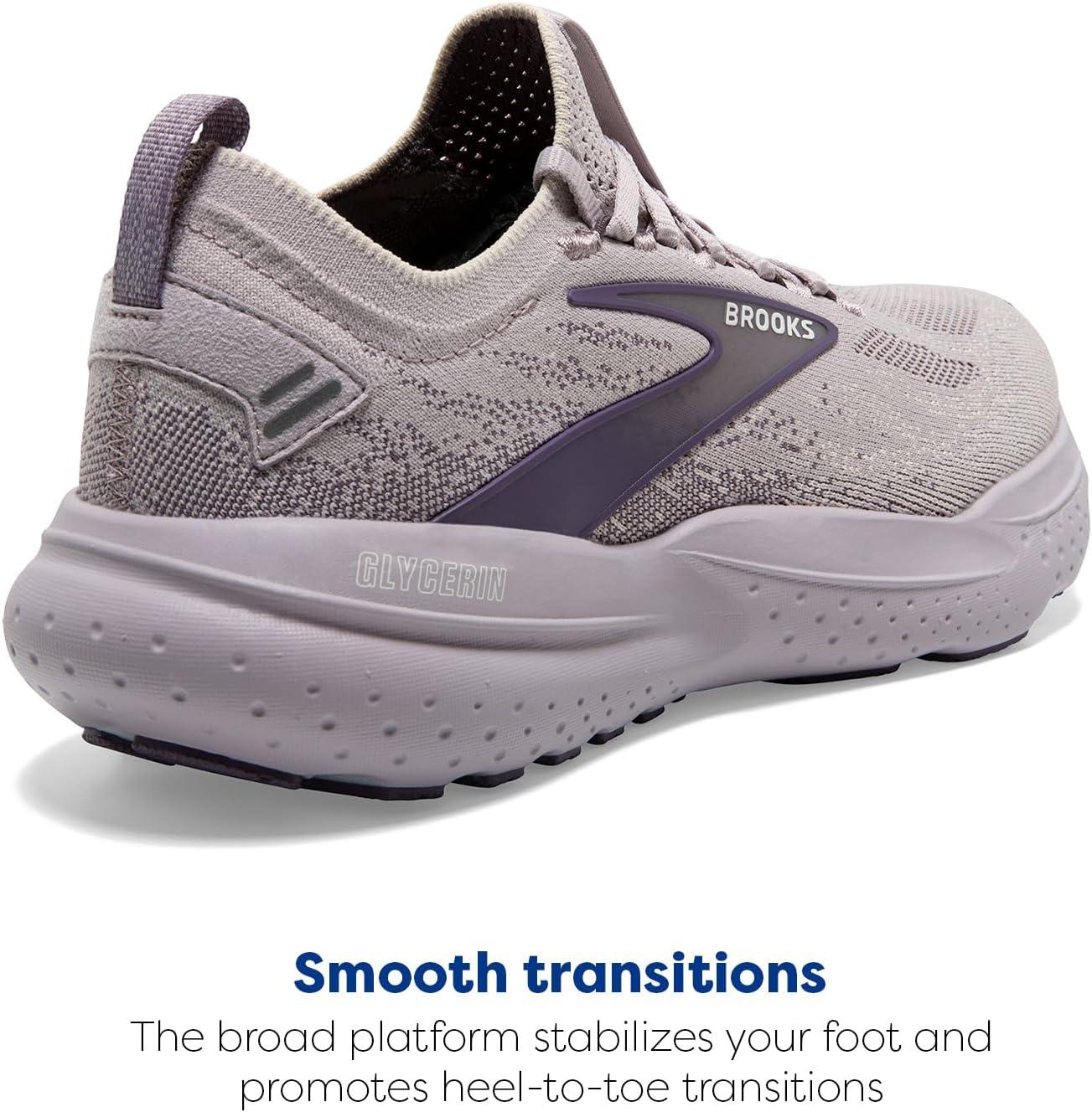 imageBrooks Womens Glycerin Stealthfit GTS 21 Supportive Running ShoeRaindropsPurple Sage