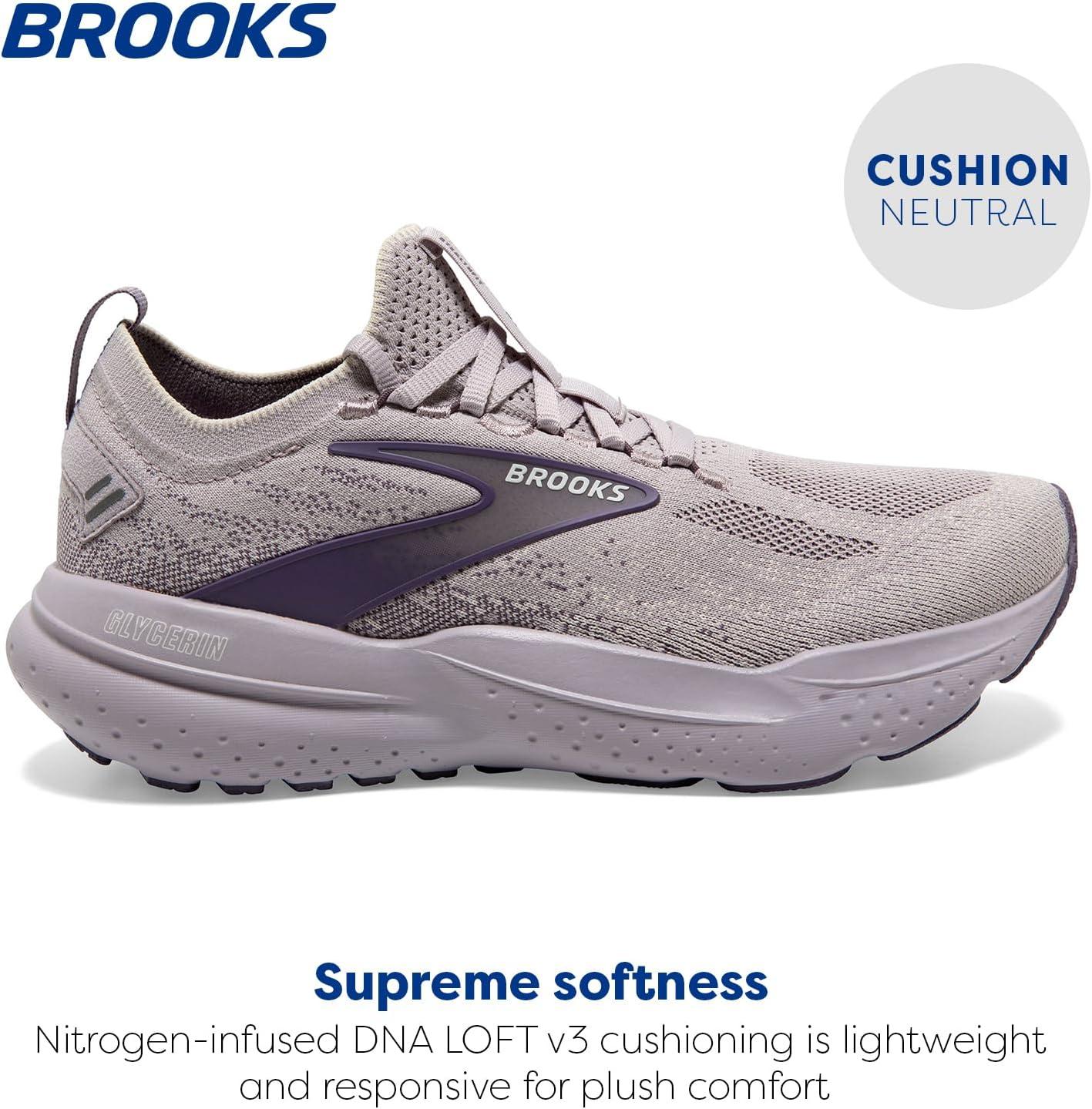imageBrooks Womens Glycerin Stealthfit GTS 21 Supportive Running ShoeRaindropsPurple Sage