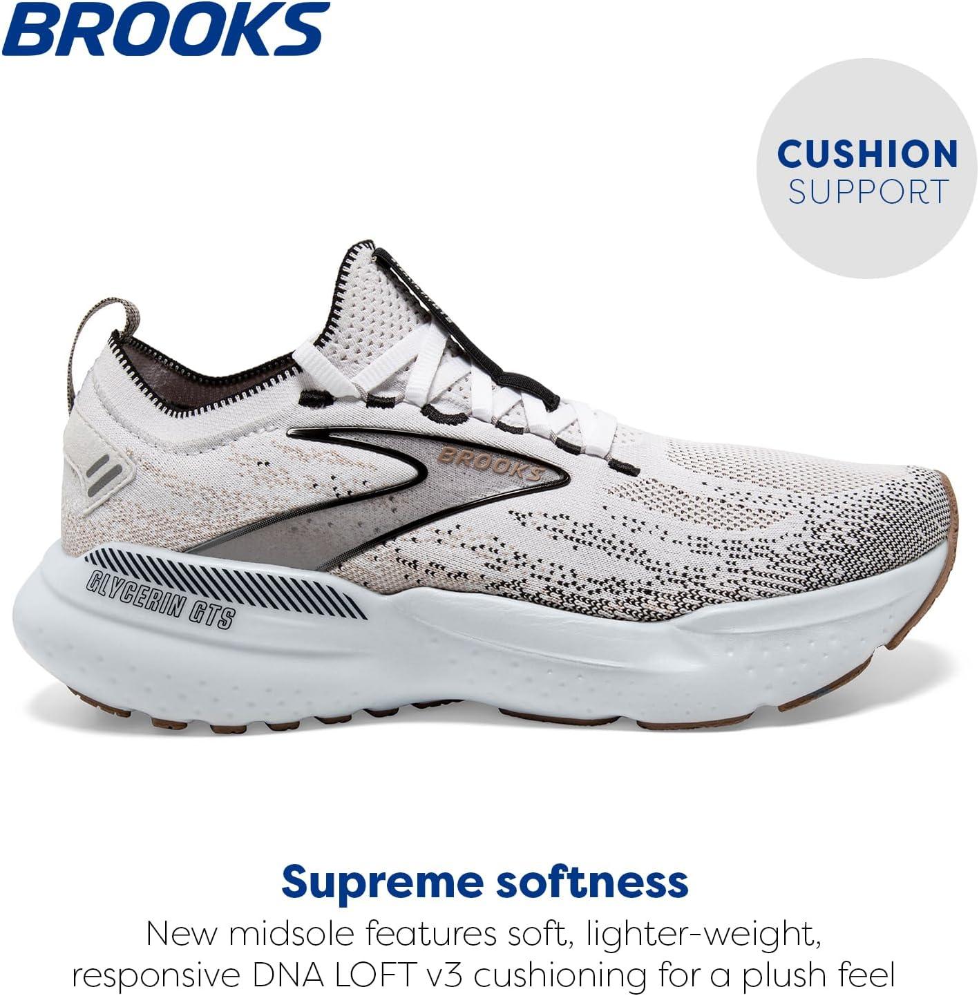 imageBrooks Womens Glycerin Stealthfit GTS 21 Supportive Running ShoeWhiteGreyBlack