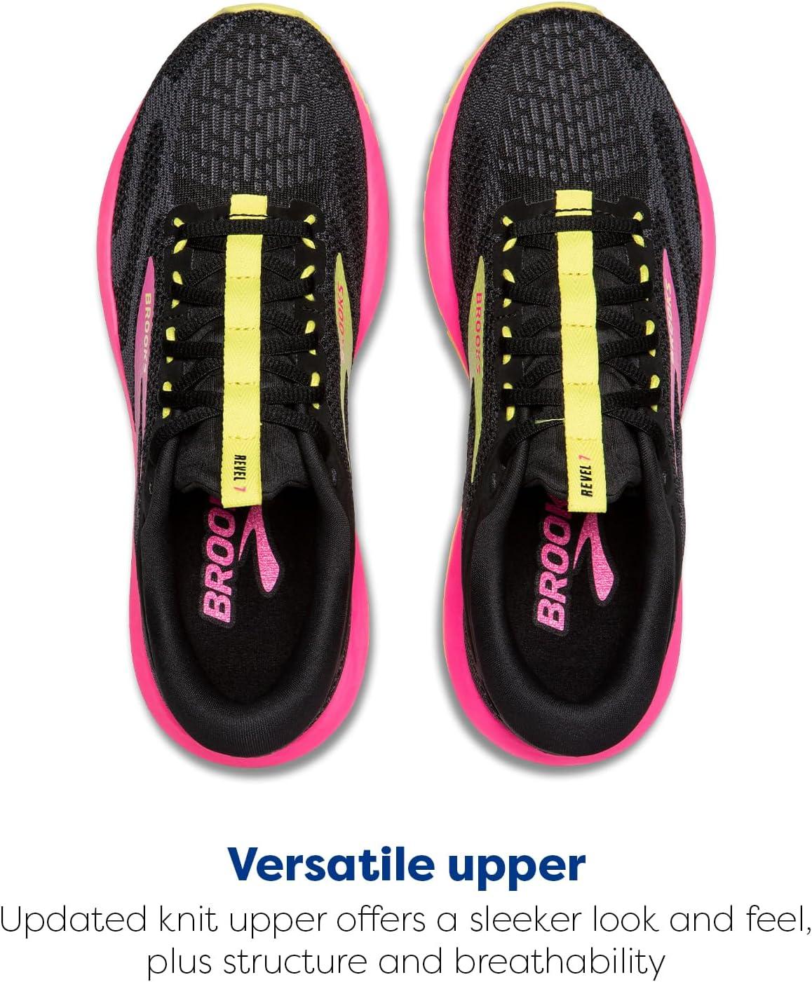 imageBrooks Womens Revel 7 Neutral Running ShoeBlackPinkLemon Tonic