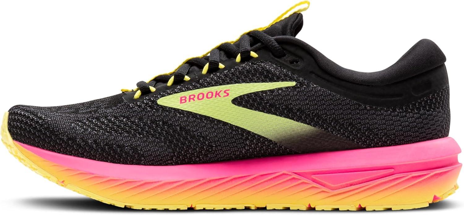 imageBrooks Womens Revel 7 Neutral Running ShoeBlackPinkLemon Tonic