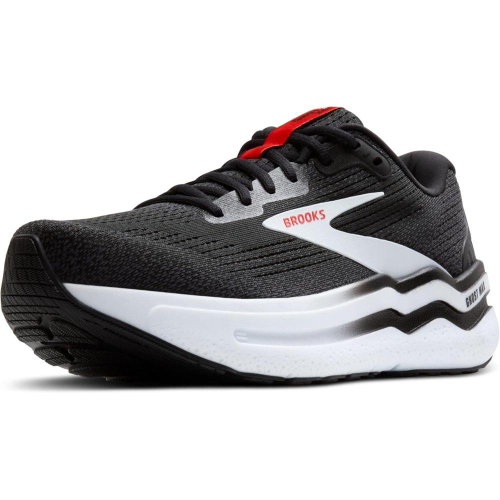 imageBrooks Mens Ghost Max 2 Running and Walking ShoesBlackWhiteFiery Red