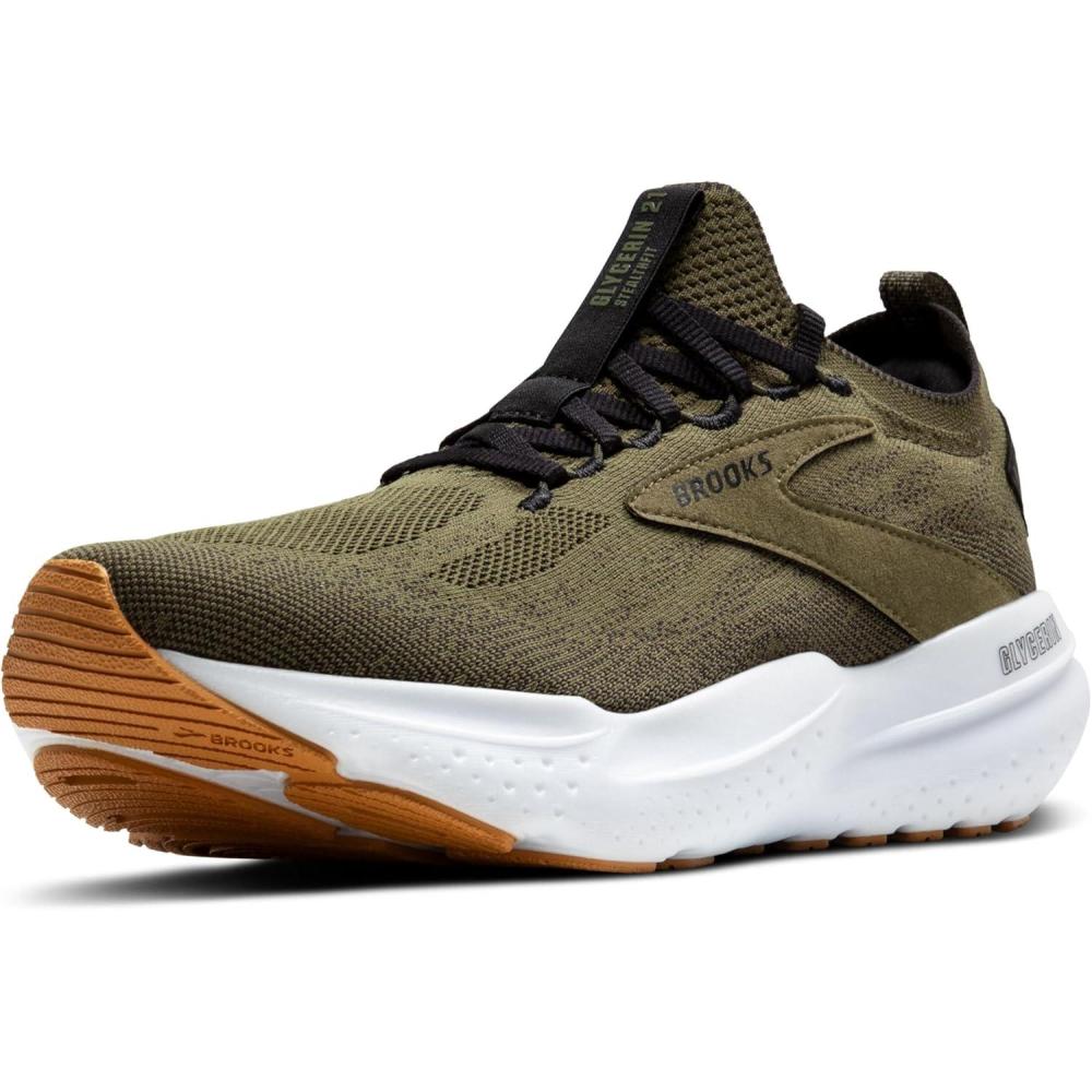 imageBrooks Mens Glycerin Stealthfit 21 Neutral Running ShoeGreenBlackWhite