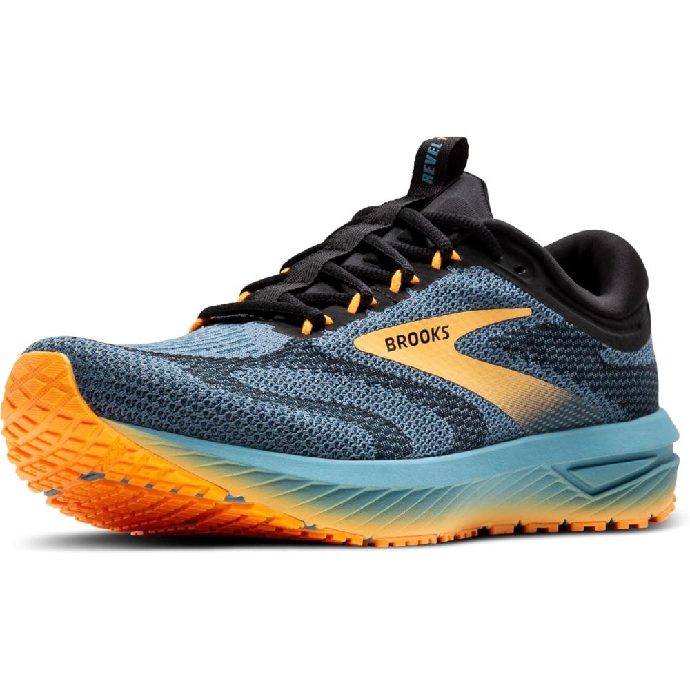 imageBrooks Mens Revel 7 Neutral Running ShoeStorm BlueBlackOrange Pop