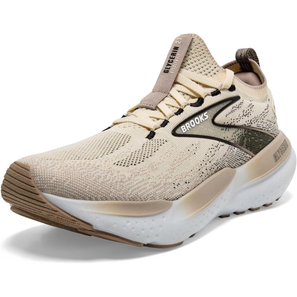 imageBrooks Womens Glycerin Stealthfit 21 Neutral Running ShoeCoconutChateau GreyBlack
