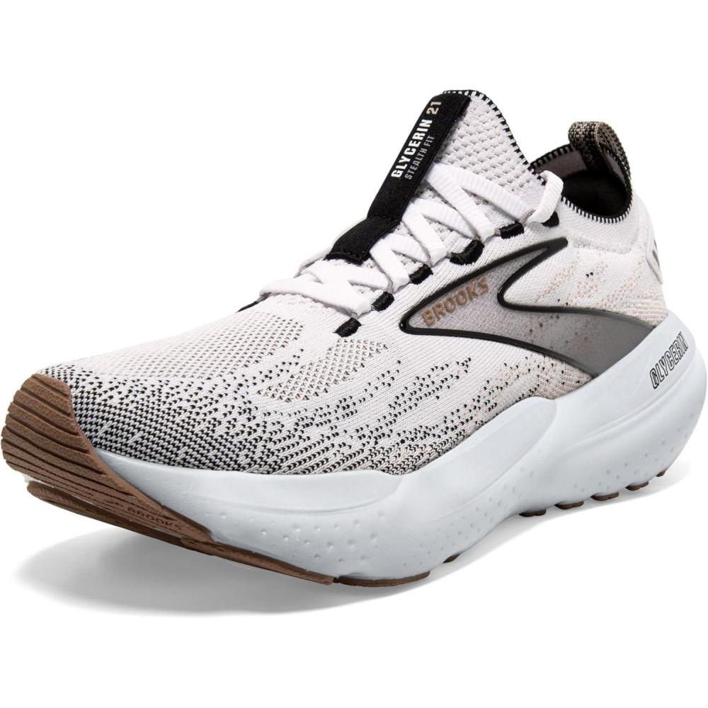 imageBrooks Womens Glycerin Stealthfit 21 Neutral Running ShoeWhiteGreyBlack